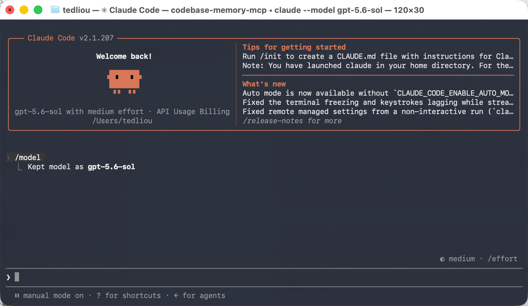 Claude Code 透過 CLIProxyAPI 使用 GPT 5.6 Sol 模型並成功回應測試