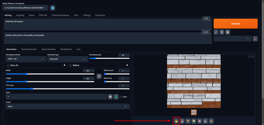 Stable Diffusion Web UI 圖片輸出區的開啟資料夾按鈕