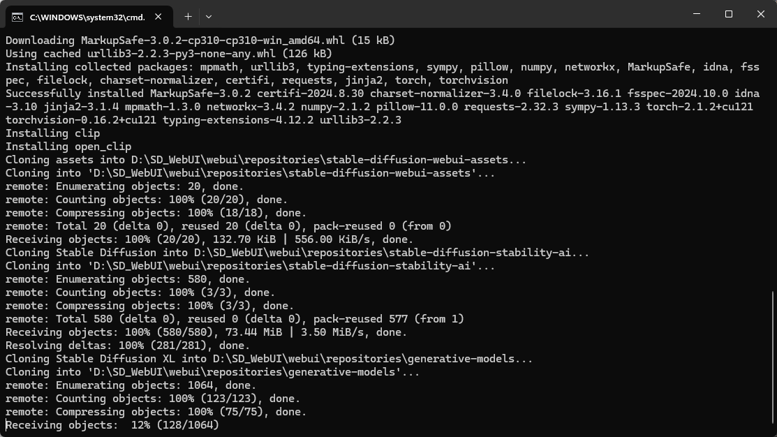 Stable Diffusion Web UI run.bat 初始化依賴套件