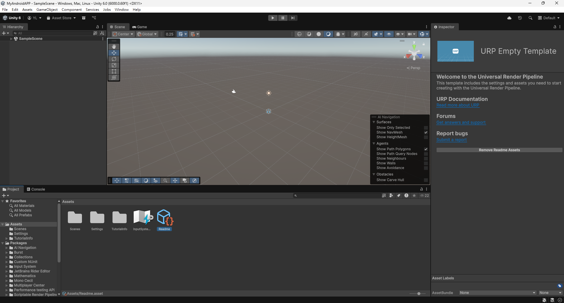 新專案第一次進入 Unity Editor 主畫面