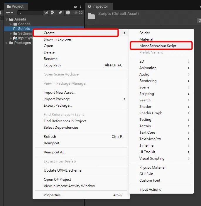 在 Scripts 資料夾建立 GameManager 腳本