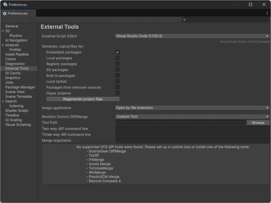 在 Unity Preferences 的 External Tools 中設定 External Script Editor