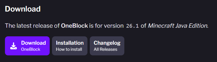 IJAMinecraft OneBlock 官方頁面的 Download 按鈕