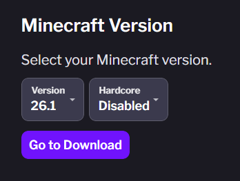 OneBlock 下載頁面選擇 Minecraft 遊戲版本