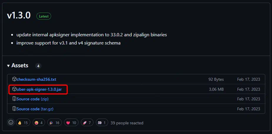 uber-apk-signer 的 GitHub 下載位置