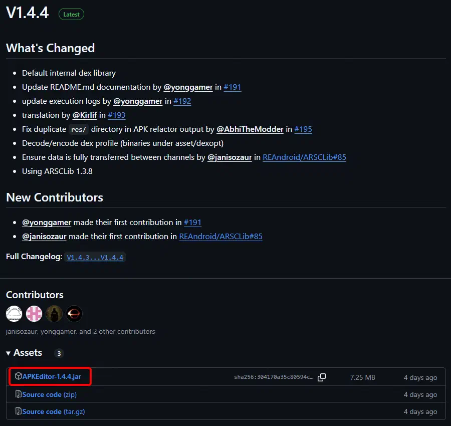 APKEditor 的 GitHub 下載位置