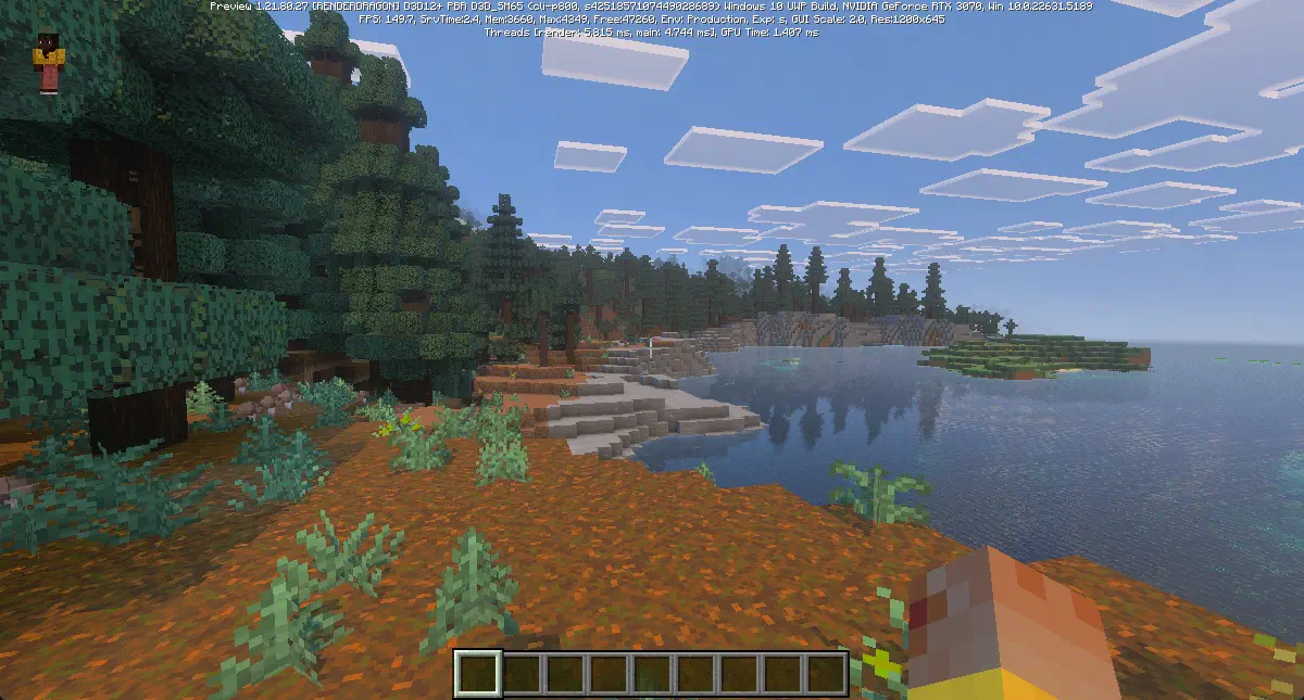 Overgrown 的另一組場景畫面，水面與自然物件表現較突出